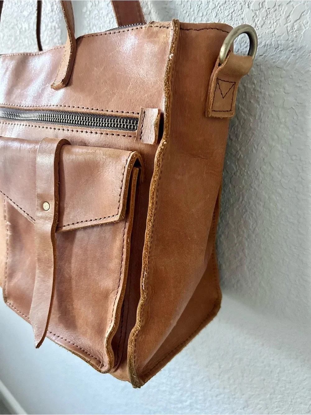 Raven + Lily Joanna’s Favorite Leather Satchel Bag Utility Pockets Buckle Straps